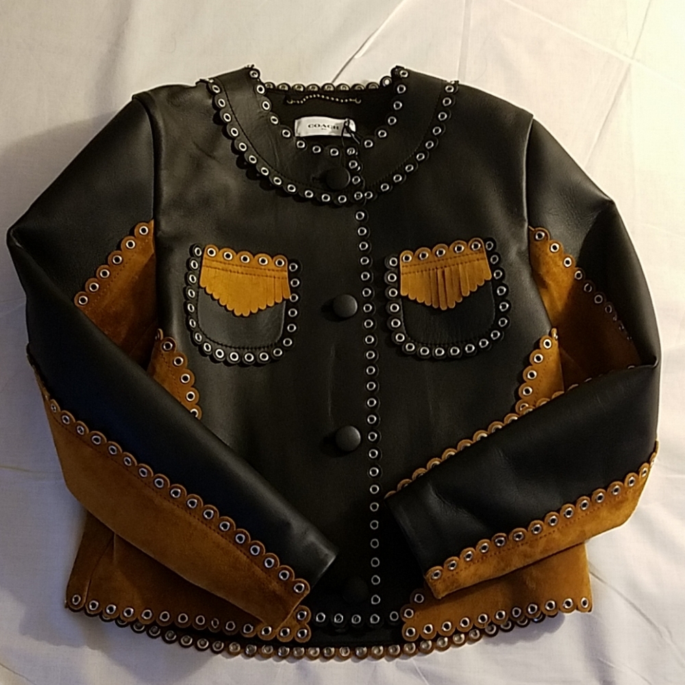 Coach West Eyelet Crop Jacket